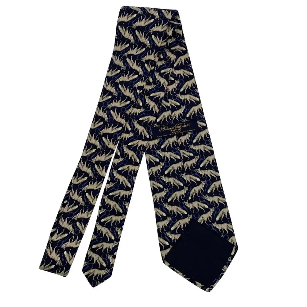 Brooks Brothers Makers Blue Wolf Men Silk Necktie Woven Italy Made USA